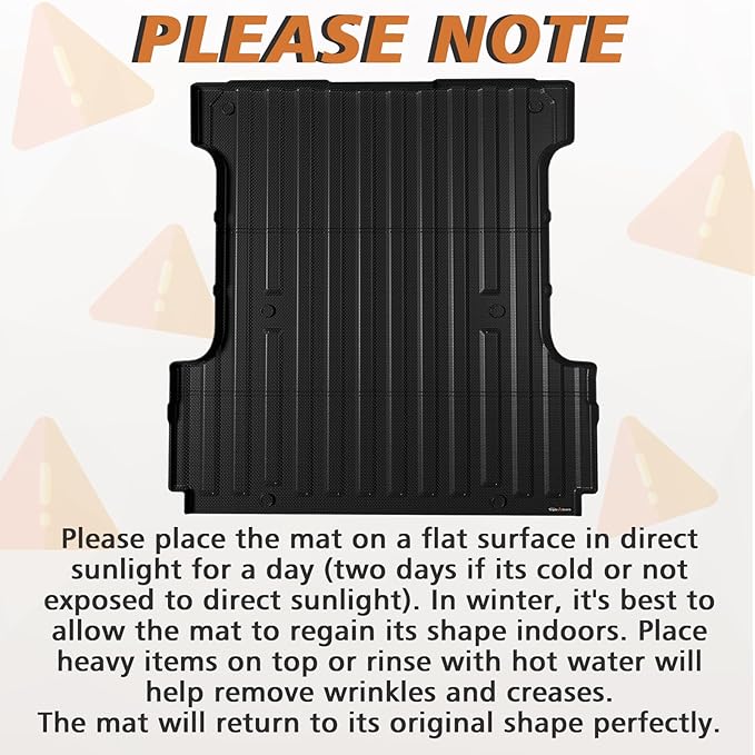 TripleAliners Truck Bed Mat Compatible with 2024 2025+ Ford F150 & Lightning Accessories 5.5FT Vehicle Flush All Weather Protection TPE Heavy Duty Pickup Cargo Mat