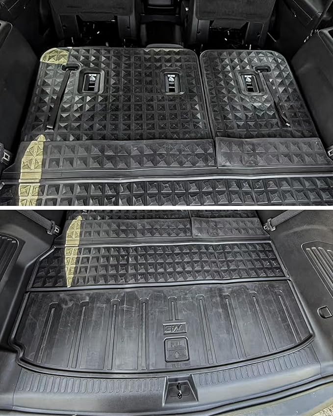 3W Floor Mats & Seat Back Mats & Cargo Liner for Chevrolet Chevy Traverse & GMC Acadia 2024-2026 (Only 7 Seats) & Buick Enclave 2025-2026, All Weather TPE Custom Fit Full Set Floor Liners