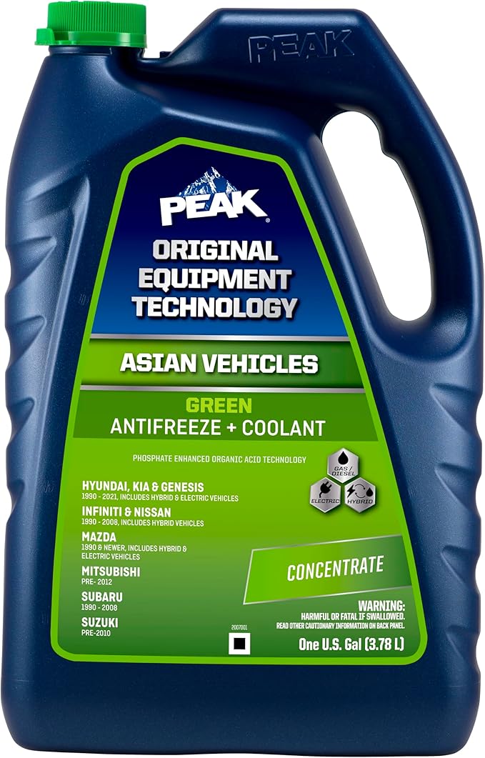 PEAK OET Extended Life Green Concentrate Antifreeze/Coolant for Asian Vehicles, 1 Gal.