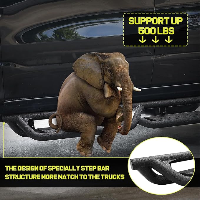 BINARY STAR Running Boards Compatible with Vehicle 2009-2018 Dodge Ram 1500 Crew Cab, 2010-2026 Ram 2500 3500 Crew Cab. 6 Inches Bed Access Side Step Made with Carbon Steel.