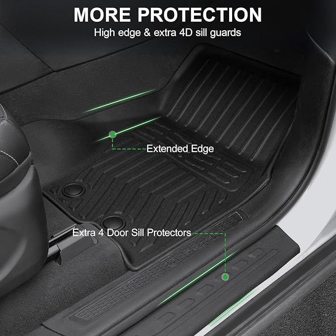 Floor Mats for 2022-2024 2025 Jeep Grand Cherokee, TPE All Weather Interior Car Floor Liners Door Sill Guards for Grand Cherokee Accessories (Include 4xe Not for L or WK)