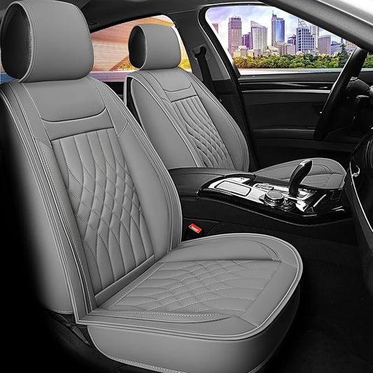 Car Seat Covers 5 Seats Full Set, Waterproof Napa Leather Automotive Seat Protector for Cars SUV Truck Sedan, Universal Anti-Slip Car Seat Cushion Interior Accessories, Gray