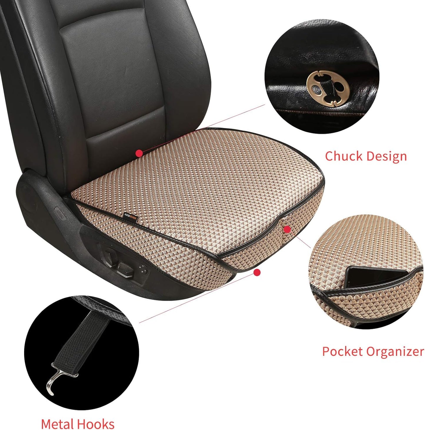 Auto Newer Breathable Universal Four Seasons Car Seat Covers, Luxury Car Seat Cushion，Protectors for Front Seat Bottoms,Compatible with 95% Vehicles， Fit for Cars Truck SUV (Gold Beige,2PCS)