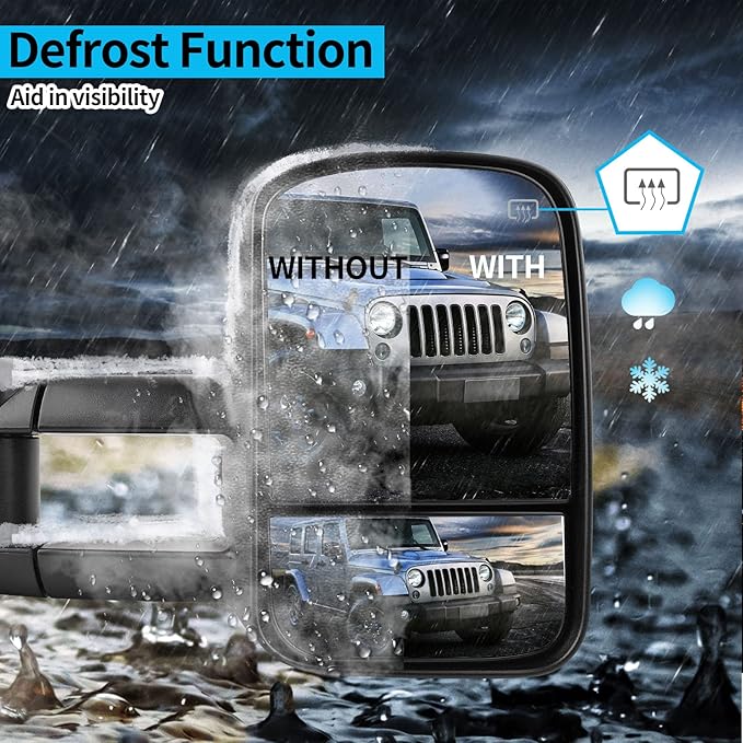 AUTOSAVER88 Towing Mirrors Compatible with 1999-2002 Chevy Silverado GMC Sierra 1500 2500 3500, Power Heated Telescoping Tow Mirrors Pair Set