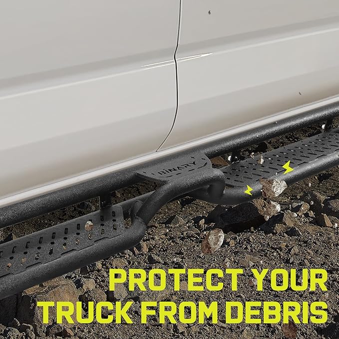 BINARY STAR Running Boards Compatible with 2019-2026 Chevrolet Silverado/GMC Sierra 1500 Crew Cab, 20-26 Silverado/Sierra 2500HD 3500HD Crew Cab, Two-Stair Side Steps Nerf Bars.