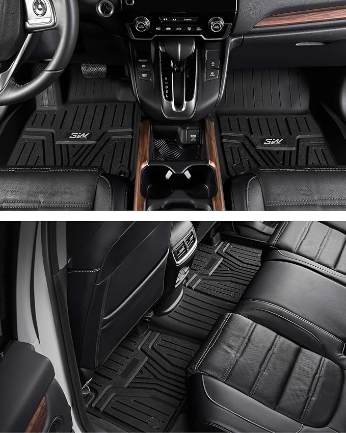 3W Floor Mats Fit for 2026 2025 2024 2023 Honda CR-V(Include Hybrid & CRV FCEV), Custom Fit Floor Liner for 1st 2nd Row Floor Liner TPE All-Weather Car Liners Black
