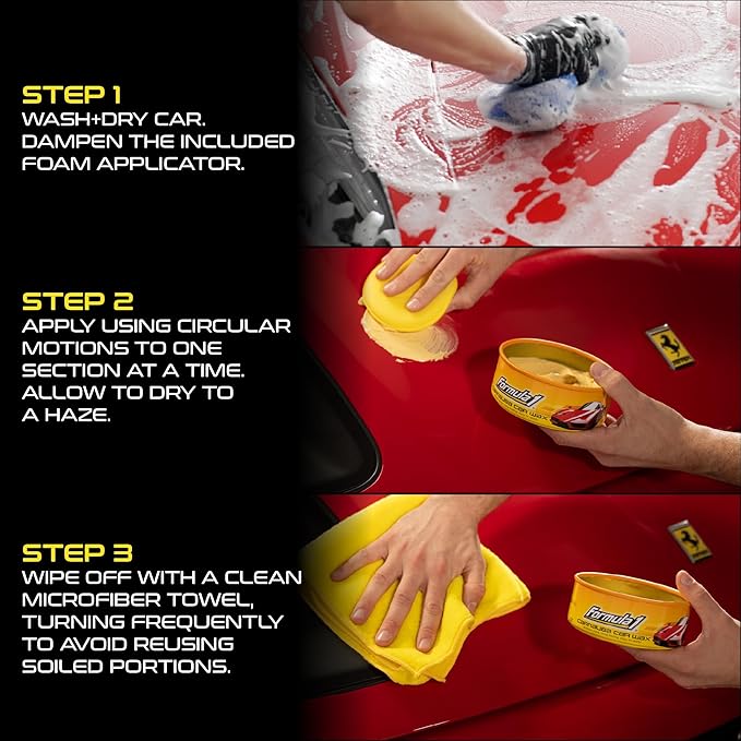 Formula 1 Carnauba Car Wax Paste - High-Gloss Shine - Polish for Car Detailing to Shine & Protect – Remove Haze and Paint Swirls w/ Micropolishing Agents – Car Cleaning Supplies (12 oz)