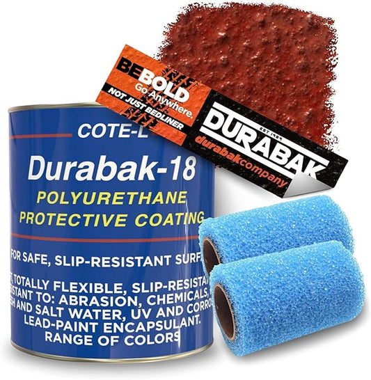 Durabak-18 Textured Truck Bed Liner Gallon KIT - Roll On Coating | DIY Custom Coat for Bedliner and Undercoating, Auto Body, Automotive Rust Proofing, Boat Repair (Gallon, Brick Red)