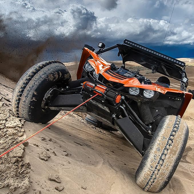 ZESUPER 4500 lb Winch Waterproof IP67 Electric Winch with Wireless Remote Synthetic Winch Rope Hawse Fairlead Handheld Remote ATV UTV Winches 12V Portable Power Winch