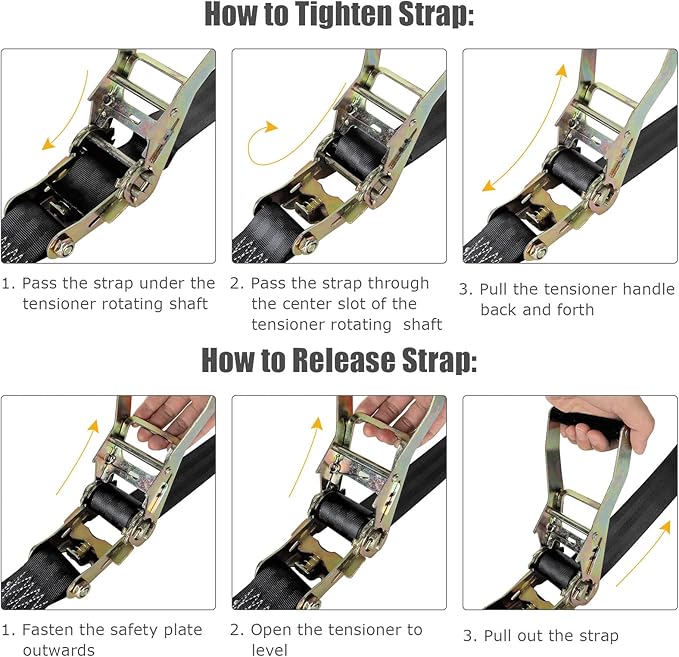 4 Pack 2 Inch Ratchet Straps Heavy Duty 20ft Tie Down Straps Ratchet with Double J Hook, 8000 LBS Break Strength, Cargo Ratchet Straps for Truck, Trailers, Motorcycle, Kayaks, Car Roof