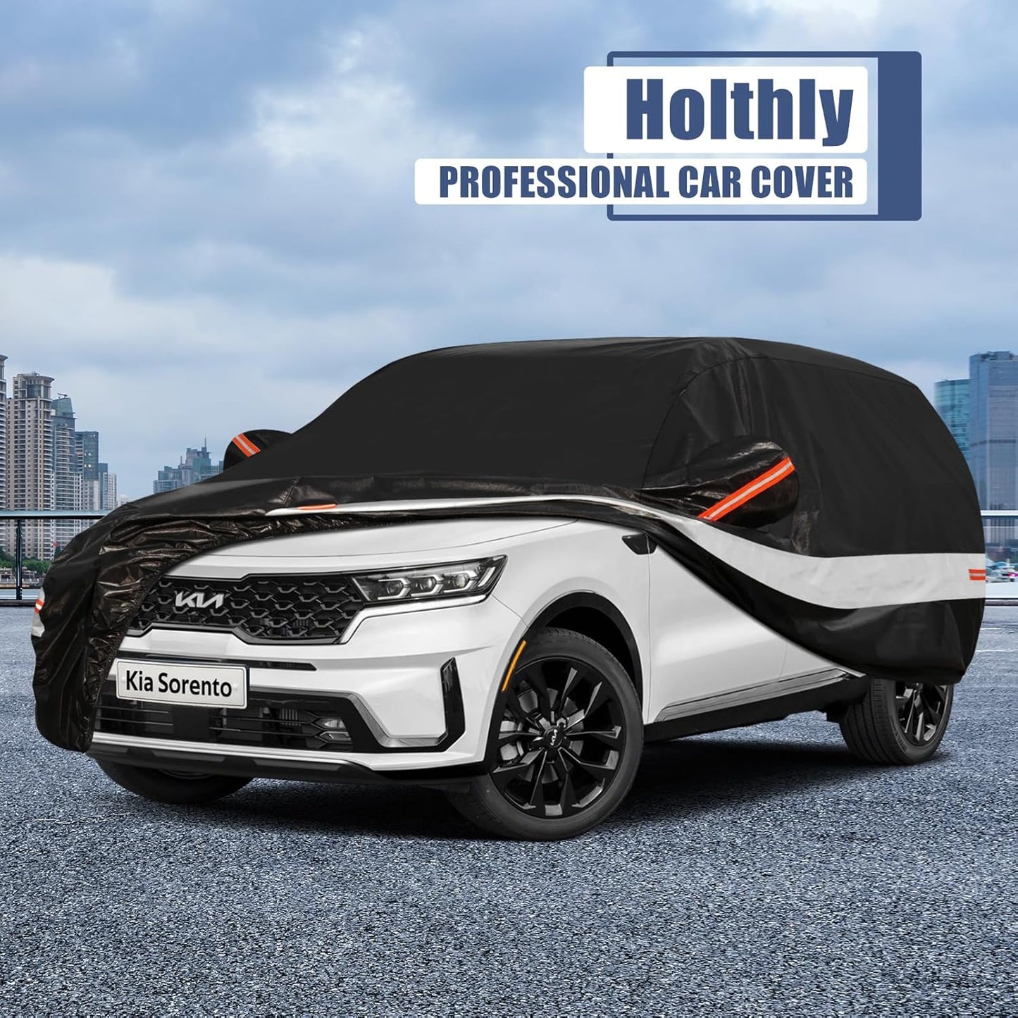 10 Layers SUV Car Cover Custom Fit for Kia Sorento (2012-2024) Waterproof All Weather for Automobiles, Outdoor Full Cover Sun UV Rain Protection with Cotton.Black