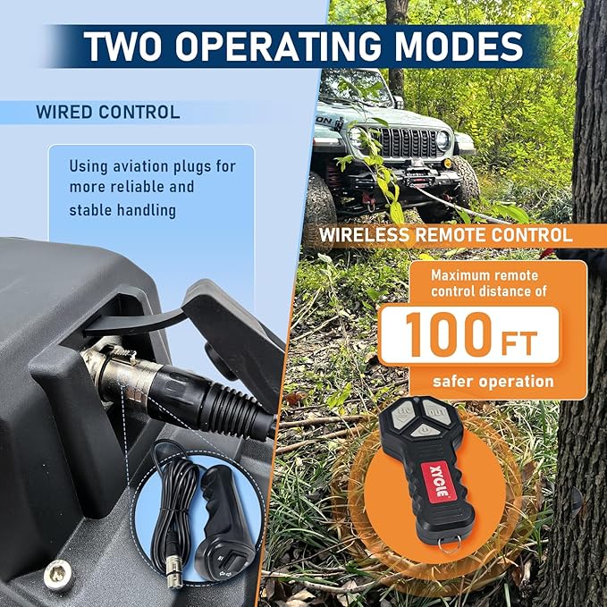 XYCLE13500lbs12V Electric Winch IP68waterproofOff-Road Vehicle Rescue winchs with2wireless Remote Controls and Synthetic Rope Suitable for Towing SUVs,Loggers,Trucks,Trailers,Jeeps,4WD (Dark-Gray)