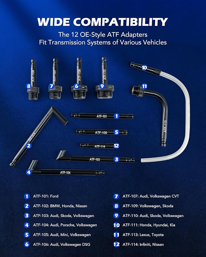 Orion Motor Tech Transmission Fluid Pump, 3L Transmission Filler Pump with 12pc ATF Aluminum Adapters, Manual Transmission Fluid Transfer Pump with Pressure Gauge, Transmission Dispenser Oil Pump Tool