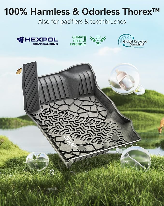 3W Floor Mats & Cargo Liner Fit for 2021 2022 2023 2024 2025 Ford Bronco 2 Door All Weather TPE Car Accessories Custom Fit Floor Liner and Full Set Car Mats (Not for Bronco Sport & Rubberized Floor)