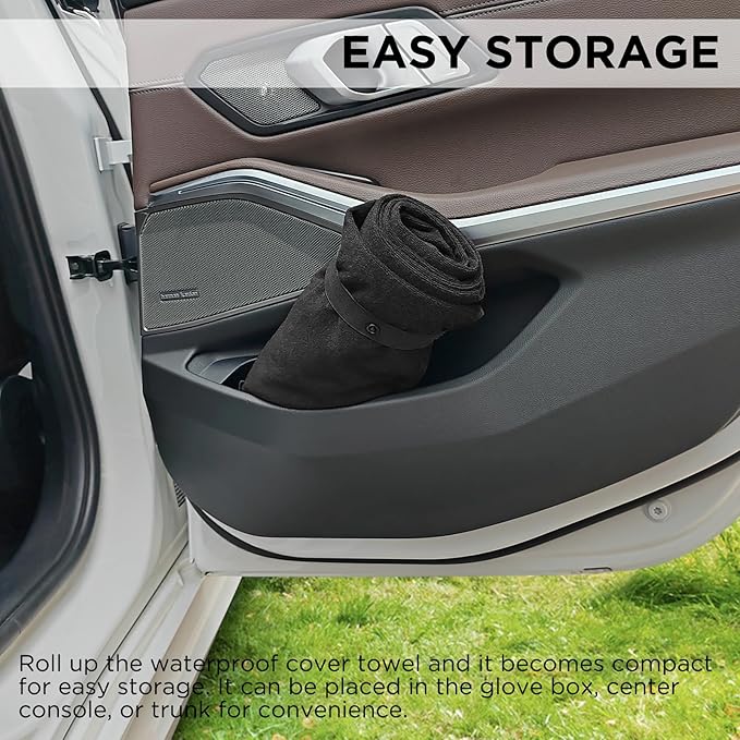 Waterproof Seat Cover Towel, 2PCS Premium Sweat Carseat Protector, Perfect for Universal Anti-Slip Car Truck SUV Seat, Great for Surfing Yoga Gym Workout, Black