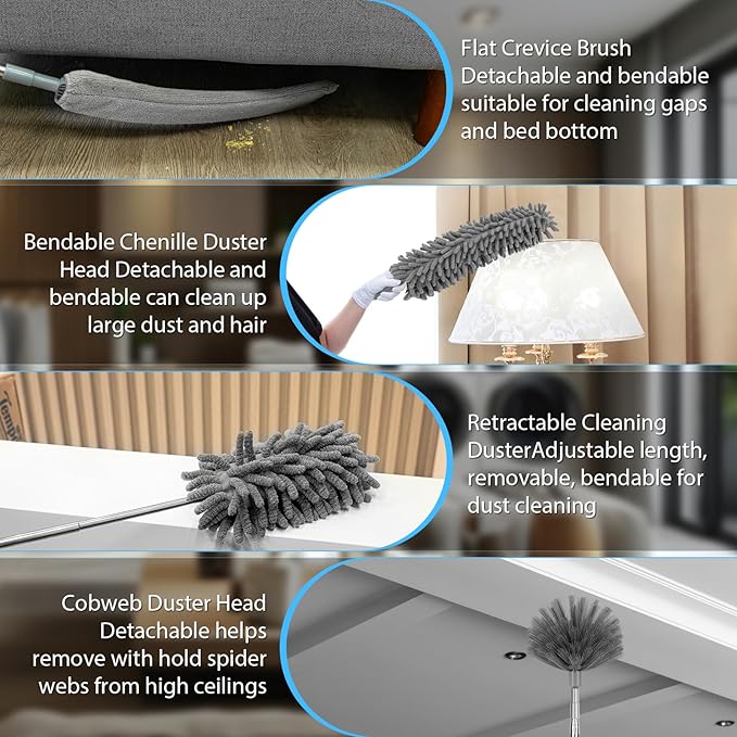 THINKWORK Car Cleaning Kit, Car Interior Detailing Kit with High Power Handheld Vacuum Cordless, Microfiber Duster for Cleaning Ceiling Fan Home, Complete Auto Accessories for Men, Women Gift