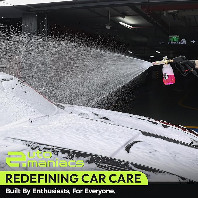 AutoManiacs Foam Cannon for Pressure Washer(Not Garden Hose), Adjustable Car Wash Sprayer with 1/4 Inch Quick Connector, 1L Durable Snow Foam Blaster for Car & Truck Washing