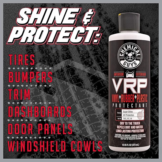 Chemical Guys VRP Car Vinyl, Rubber, and Plastic Dressing - Non-Greasy Dry-to-the-Touch High Shine Formula, Restores Car Trim, Tires, and Bumpers - 16 oz (3 Pack)
