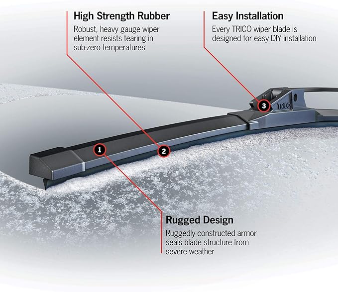 TRICO White 28" + 16" Extreme Weather Premium Winter Automotive Replacement Windshield Wiper Blades (Set of 2), Passenger and Driver Side All-Weather Beam Wiper Blades for Select Vehicle Models