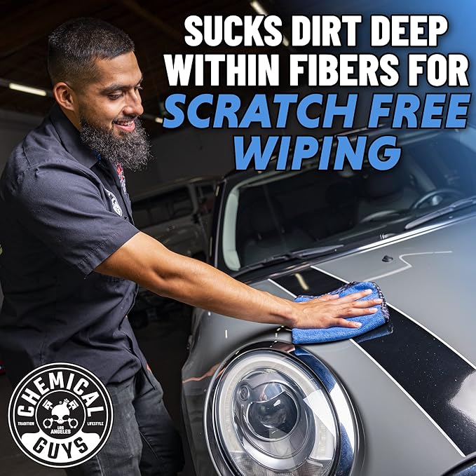 Chemical Guys Professional Grade Premium Microfiber Towels - Blue, 16" x 16", Ultra-Soft and Scratch-Free Car Detailing Cloths for Cars, Trucks, Motorcycles, and More - 3 Pack