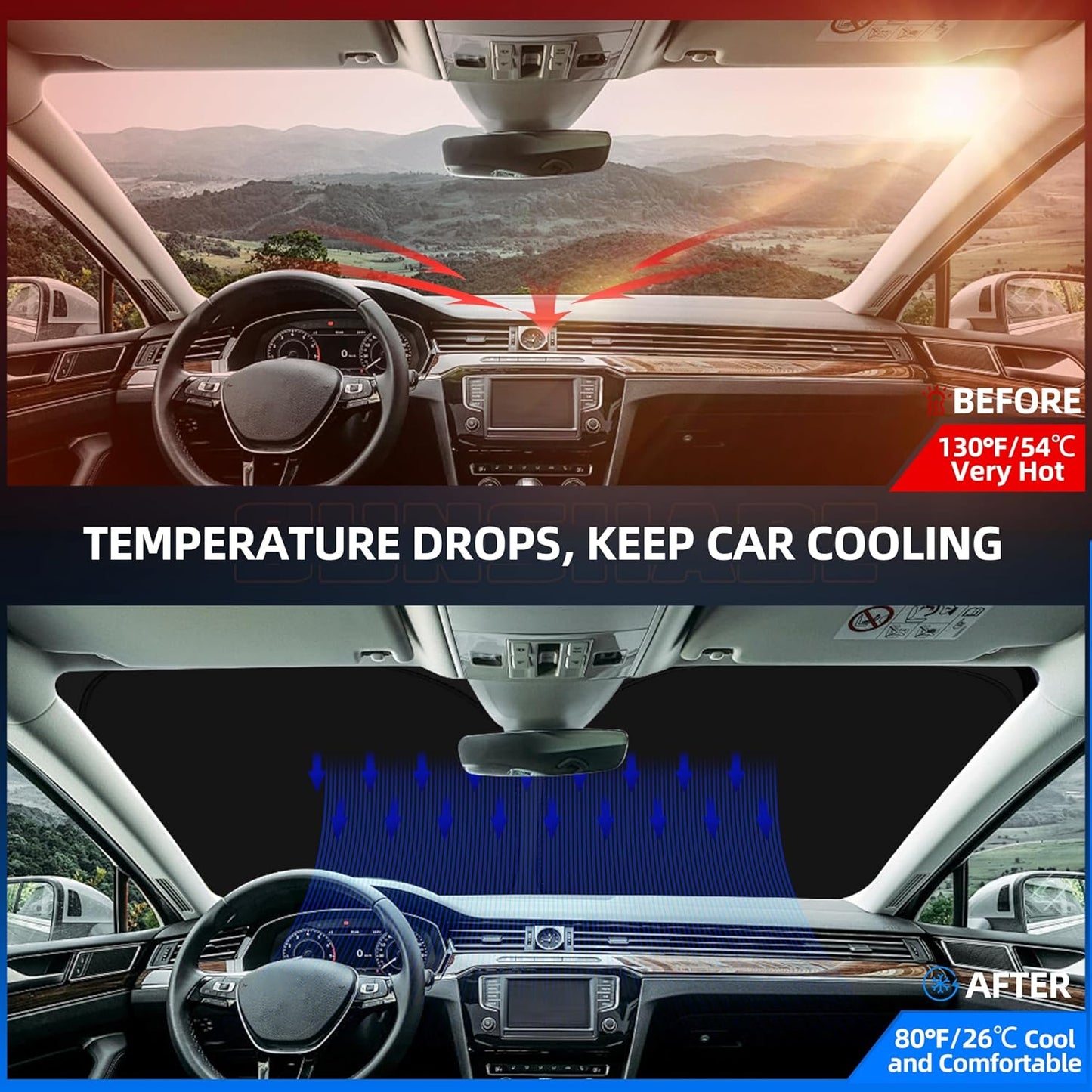 Windshield Sun Shade for Toyo-ta Camry LE XSE XLE Hybrid SE 2012-2017 Foldable Sunshade Custom Fit Front Window Car Interior Accessories Protector Blocks UV Rays