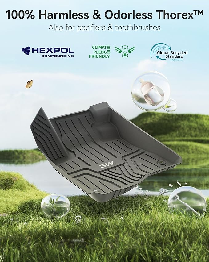 3W Floor Mats Fit for 2026 2025 2024 2023 Honda CR-V(Include Hybrid & CRV FCEV), Custom Fit Floor Liner for 1st 2nd Row Floor Liner TPE All-Weather Car Liners Black