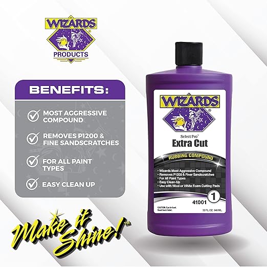 Wizards Select Pro Extra Cutting Compound Step 1 Perfect Match - Car Scratch Remover with Aggressive Cutting Action - Best Used with Wool or White Foam - Safe to Use During Car Paint Scratch Repair