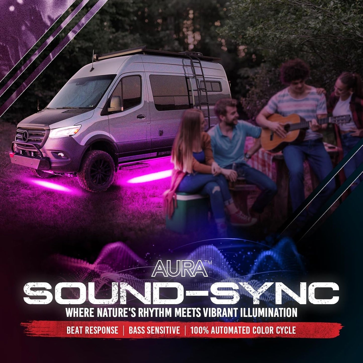 OPT7 Aura Aluminum Underglow Kit for Class B & B+ RV Camper with Remote Control, 6 pcs Multicolor LED Light Bars, Exterior Neon Accent Under Glow Lighting, Rigid Waterproof Strip Lights, Music Mode