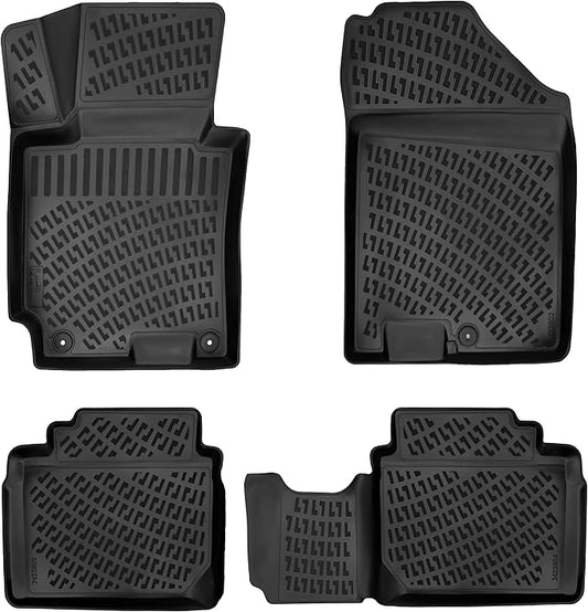 Kia Forte 2014-2018 Custom Fit Floor Mats Rubber 3D Car Mats Laser Measured Floor Liners All Weather Heavy Duty Waterproof Odorless Non-Slip TPE (Front & Rear, Black)