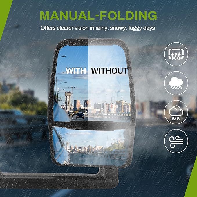 AUTOSAVER88 Right Passenger Side Mirror Towing Mirror Compatible with 2003-2019 Chevy Express GMC Savana 1500 2500 3500, Manual Folding, Adjustable, Black Housing