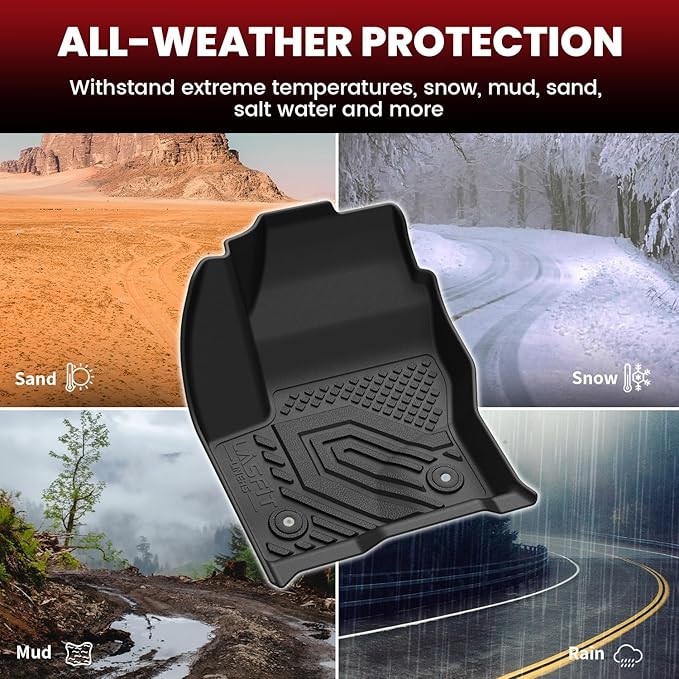 LASFIT Floor Mats for Ford Escape 2013-2019 Custom Fit All Weather Protector TPE Easy Clean Floor Liners, 1st & 2nd Row, 3PCS Black