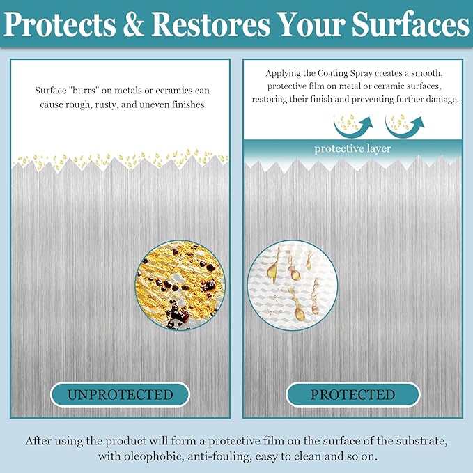 300ml Ceramic Coating Spray for Stainless Steel and Hard Surfaces, Anti-Fingerprint, Stain Resistant, Hydrophobic Protection for Appliances, Glass, Tile, Countertops