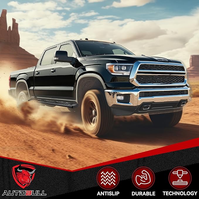 Crewmax Cab Running Boards Side Steps Compatible with 2022 2023 2024 2025 Toyota Tundra Crewmax Cab 4 Full Size Doors, Black Textured Aluminum Nerf Bars