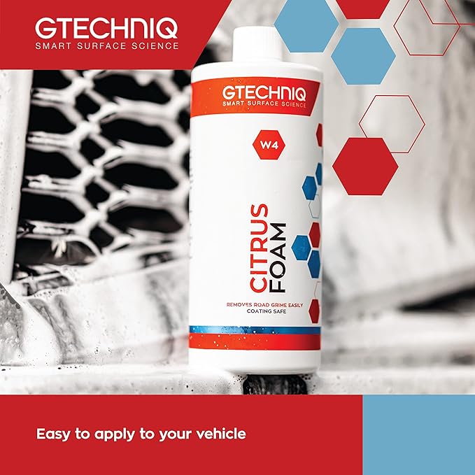 Gtechniq - W4 Citrus Foam - High Content Foaming Agent, Removes Dirt and Road Grime, Non-Caustic Formula, Maximum Gloss Retention Snow Foam (5 Liter)
