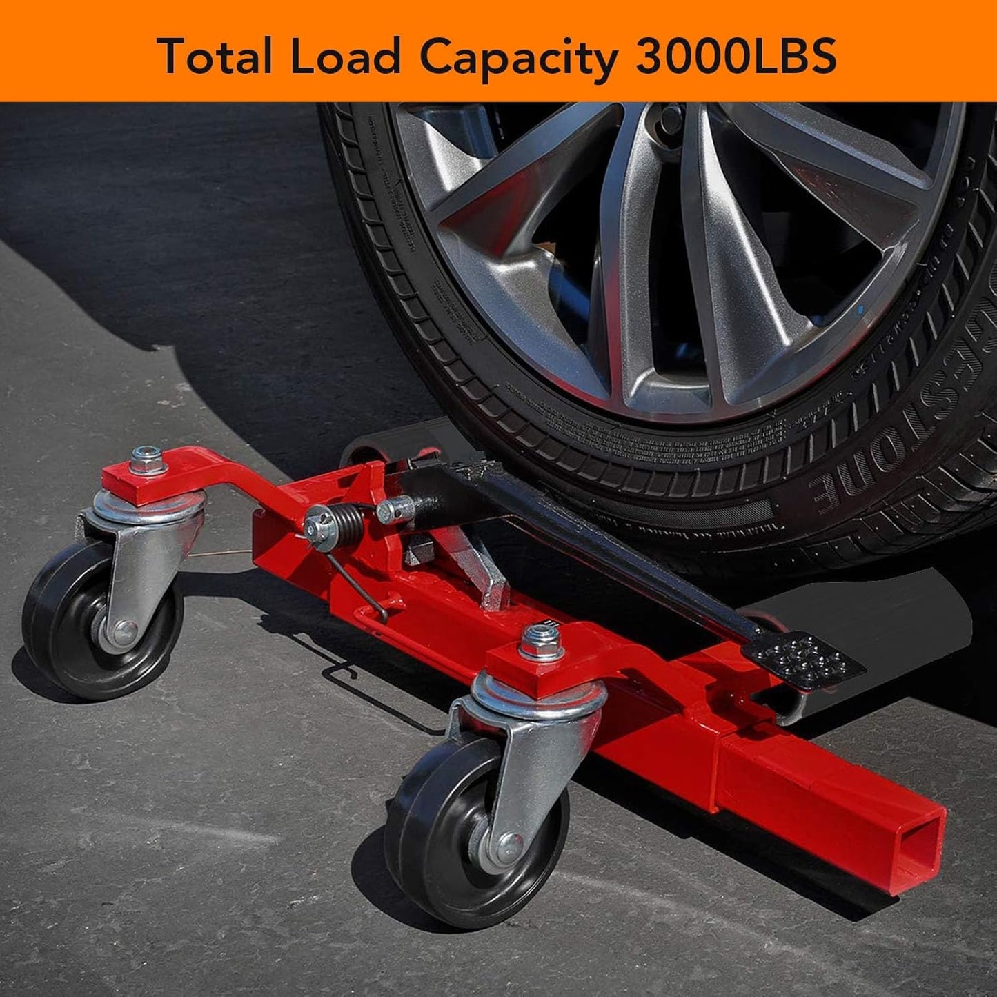 4 Pcs Car Wheel Dolly with Hydraulic Tire Jack, 1500LBS Capacity Trailer Dolly for Vehicle Positioning for Truck RV Trailer, Red