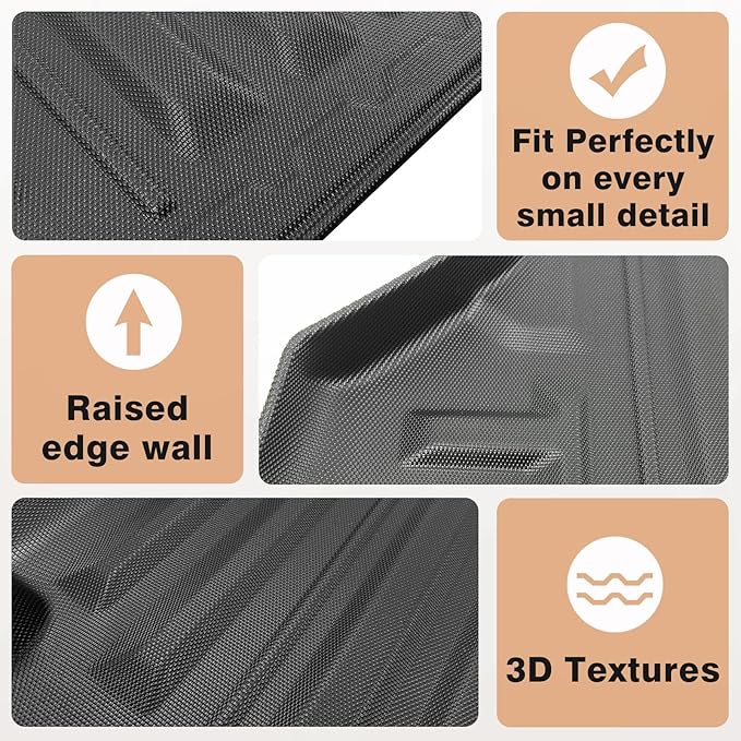 TripleAliners Truck Bed Mat & Floor Mats Front Rear Full Set Compatible with Ford Ranger 2024-2025 SuperCrew Accessories All Weather TPE Truck Liner Custom Fit (5FT Truck Bed Mat+Floor Mats)