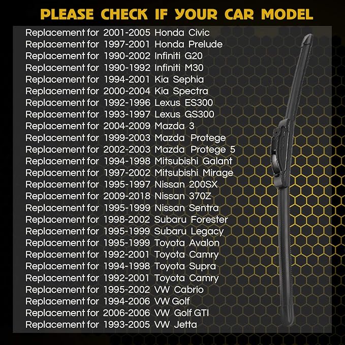 MIKKUPPA 21" + 19" Windshield Wipers Blades Replacement for 2001-2005 Honda Civic, 2004-2009 Mazda 3, 1998-2002 Subaru Forester, U&J Hook All Season Wiper Blades(Pack of 2)