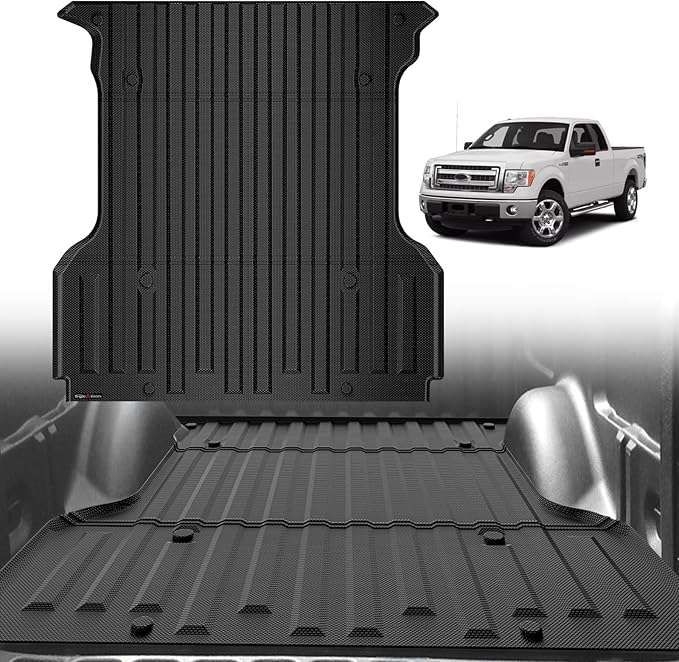 TripleAliners Truck Bed Mat Compatible with 2004-2014 Ford F150 Accessories 5.5FT Vehicle Perfectly Flush All Weather Protection TPE Heavy Duty Pickup Car Bed Cargo Mat