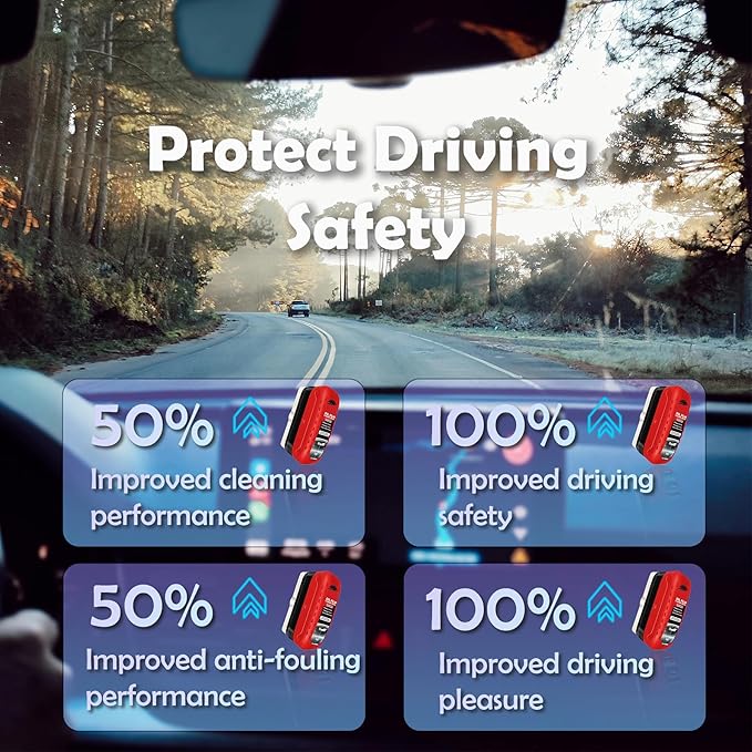 New 2-Pack Automotive Oil Film Cleaning Brush, Oil Film Remover for Car Windshield, Car Window Glass Cleaning Board, Universal Anti-Rain Fog Cleaning Glass Brush, Red