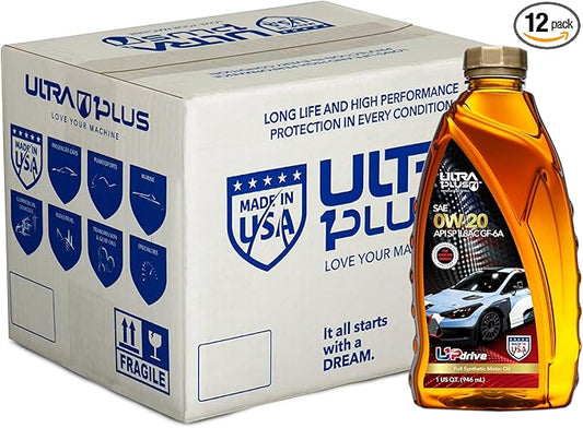 ULTRA 1PLUS SAE 0W-20 Full Synthetic Oil API SP ILSAC GF-6A - 0W20 Motor Oil, 12 QTS Pack