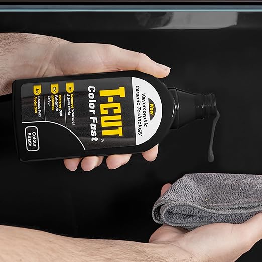 T-Cut Color Fast Black Polish, Car Scratch Remover & Paintwork Restorer, 17 fl oz – 3-in-1 Removes Scratches & Swirls, Restores Color & Protects Paint with Ceramic Wax