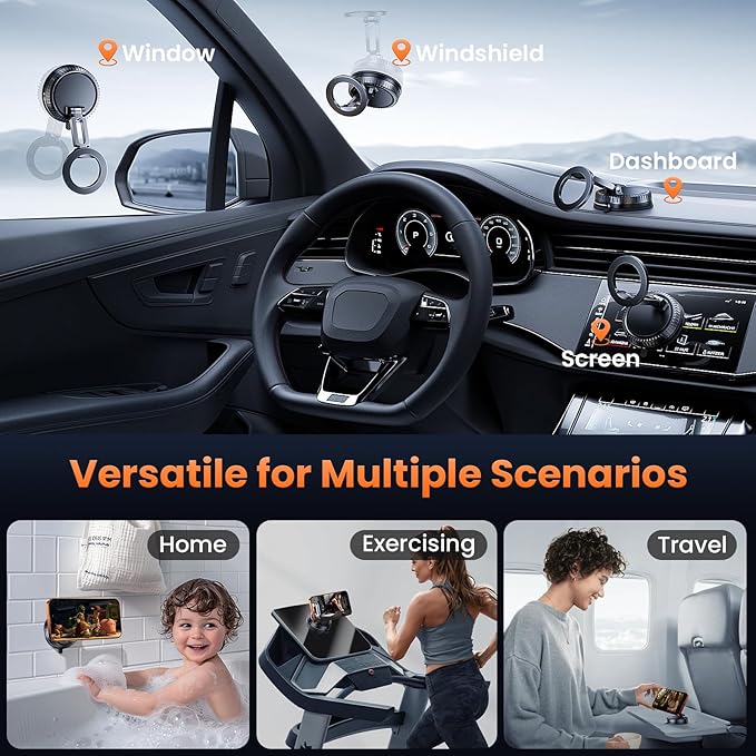 Vacuum Magnetic Car Phone Holder for MagSafe,360°Adjustable Car Phone Mount,Phone Holders for Your Car/Gym/Mirror,for iPhone 17 16 15 14 13 12 Series