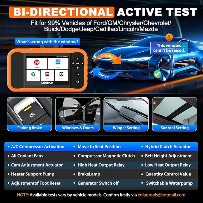 LAUNCH X431 Creader Elite FGC 2.0 OBD2 Scanner for Ford/GM/Chrysler Series, Bi-Directional Scan Tool, Lifetime Update, All System Diagnostic, 100+ Services, Advanced OBD2 Code Reader