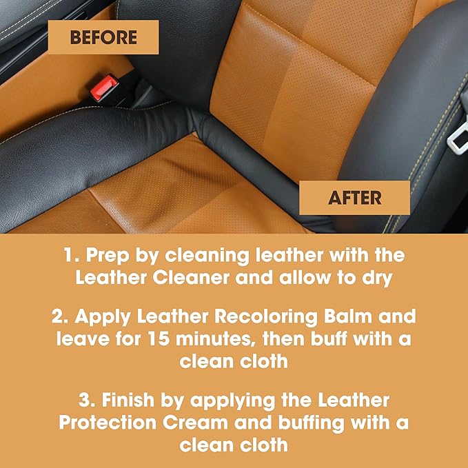 Furniture Clinic Leather Complete Restoration Kit | with Leather Recoloring Balm, Cleaner, 2-in-1 Protection Cream & Conditioner, Sponge, and Cloth | Repair Kit for Furniture (Black)