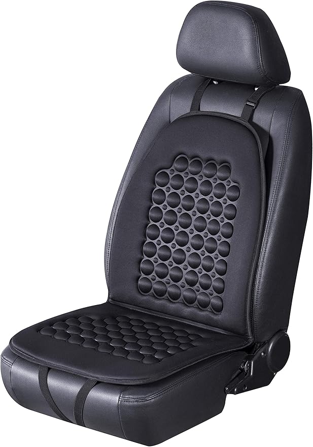 FREMONT AUTO Car Seat Cover Breathable Seat Protector- Made with Premium Polyester and Massage Magnet Bubble Cushion - Adjustable for Cars Truck SUV Vans, Airbag Compatible (Black 1PC)