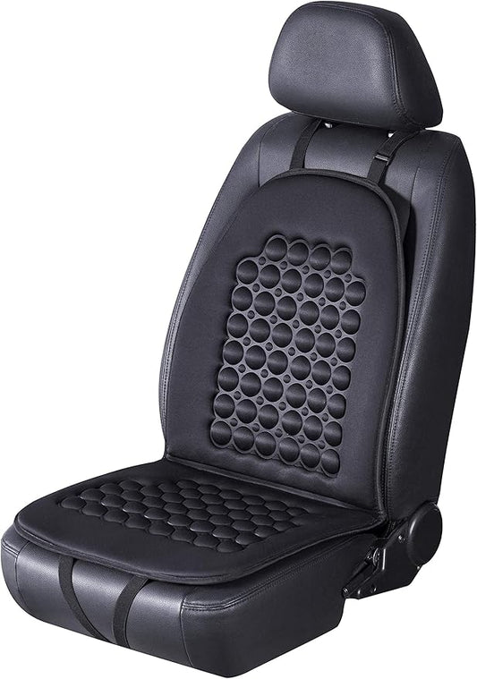 FREMONT AUTO Car Seat Cover Breathable Seat Protector- Made with Premium Polyester and Massage Magnet Bubble Cushion - Adjustable for Cars Truck SUV Vans, Airbag Compatible (Black 1PC)