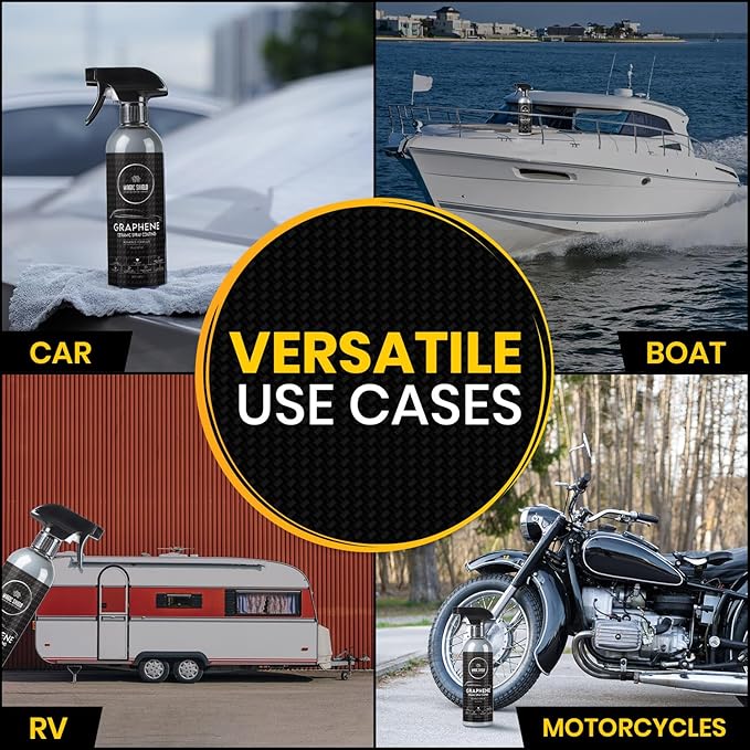 Graphene Ceramic Spray Coating - LAST SO LONG! Quick & Easy for Cars, Motorcycles, Boats & More - Professional-Grade Sealant for Maximum Gloss & Shine - Waterless Wash & Wax - 16oz Bottle