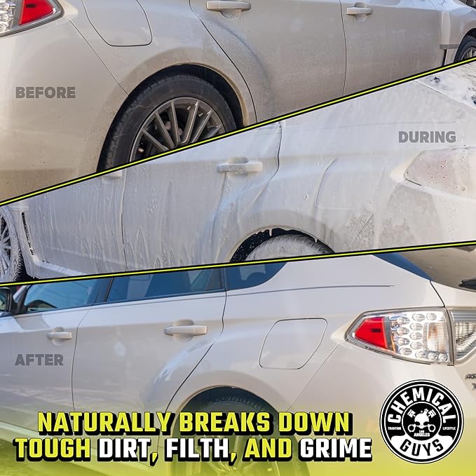 Chemical Guys Citrus Wash & Gloss Foaming Car Wash Soap - High Suds Formula for Foam Cannons, Foam Blasters, or Bucket Washes - Safe on Paint, Clear Coat, and Wax, Citrus Scent - 64 oz (Half Gallon)