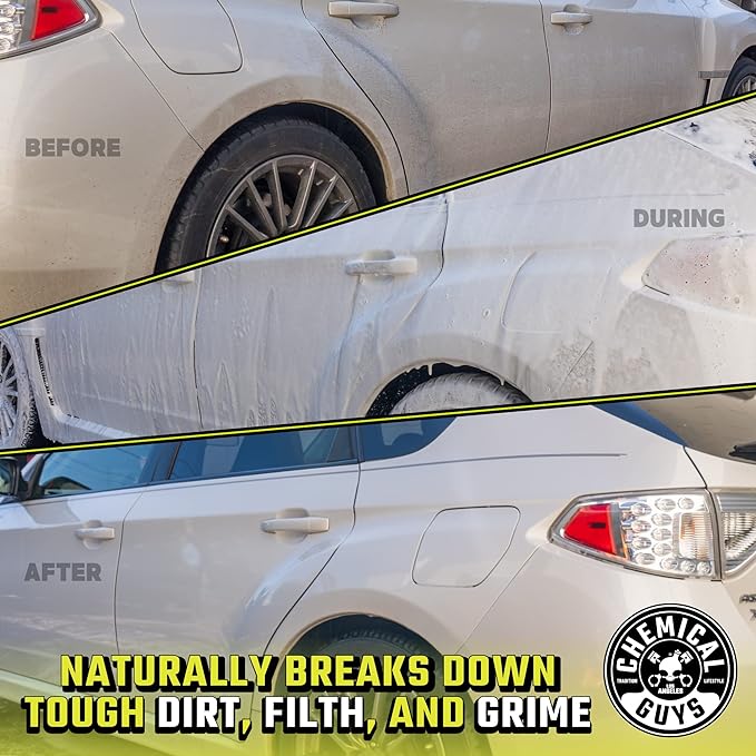 Chemical Guys Citrus Wash & Gloss Foaming Car Wash Soap - High Suds Formula for Foam Cannons, Foam Blasters, or Bucket Washes - Safe on Paint, Clear Coat, and Wax, Citrus Scent - 16 oz