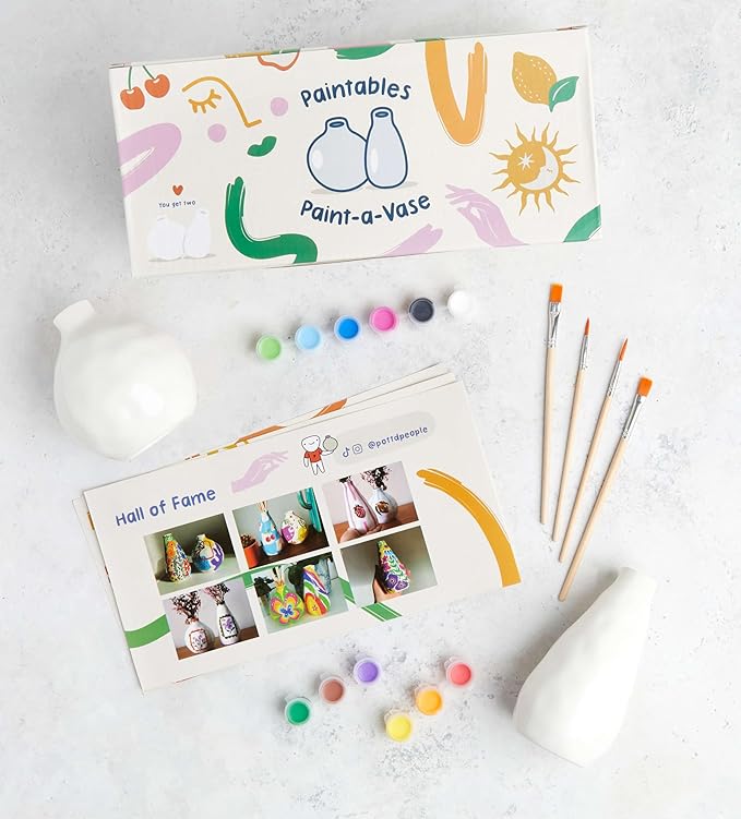 Pott’d Paint-a-Vase Pottery Painting Kit - Personalised DIY Vase Craft Set - Includes Vases, Paints, and Step-by-Step Guide